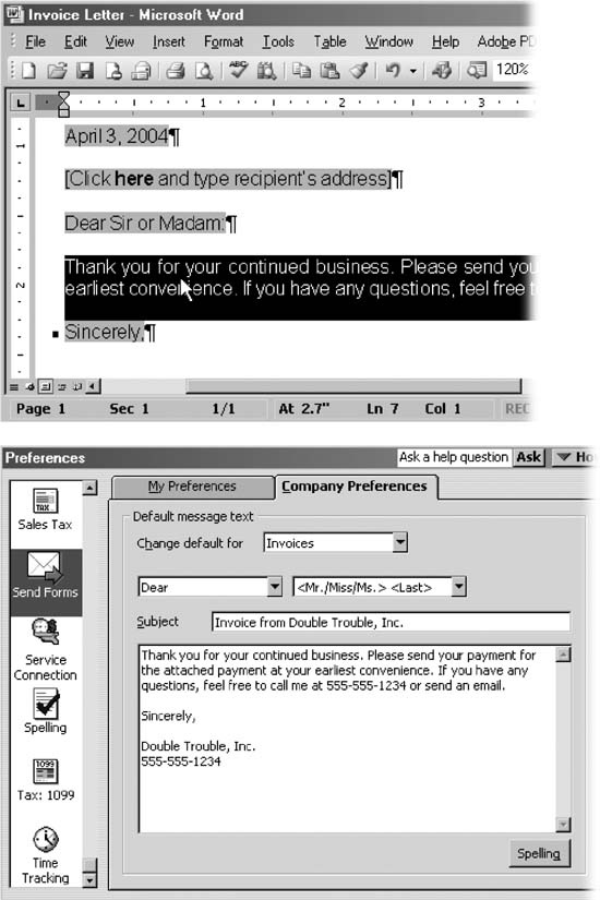 6.14. Send Forms - QuickBooks 2005: The Missing Manual [Book]