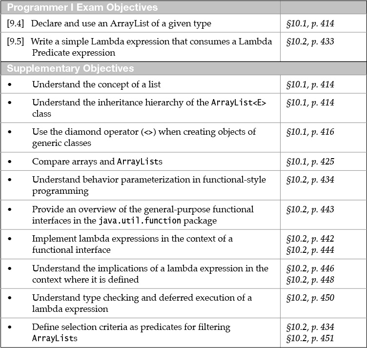 10. The ArrayList Class and Lambda Expressions - A Programmer’s Guide ...