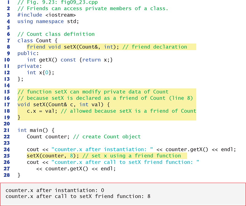 9.13 friend Functions and friend Classes - C++ How to Program, 10/e [Book]