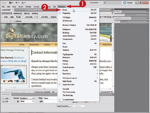 Open and Customize the Insert Panel - Teach Yourself Visually™ Adobe ...