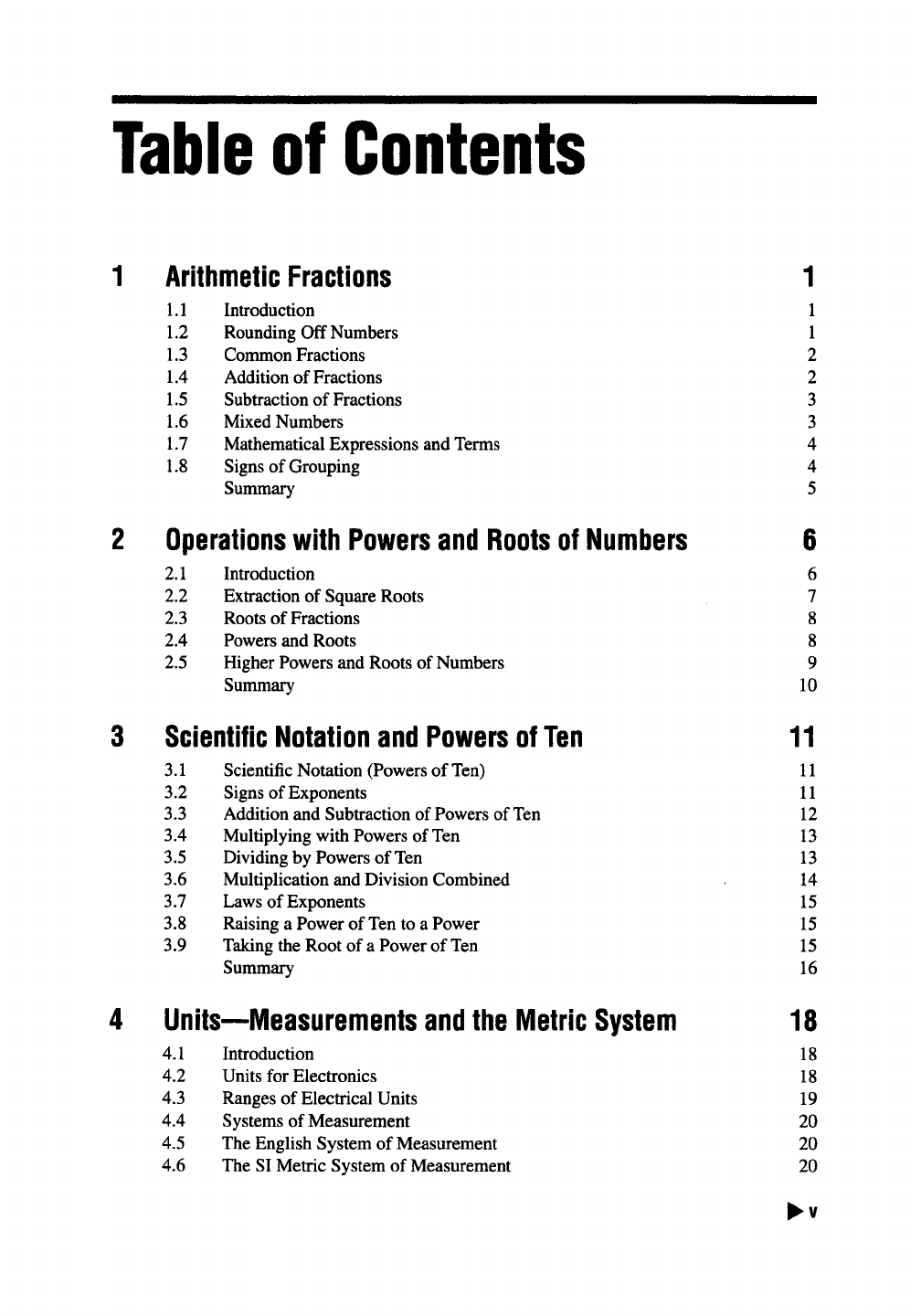Table of Contents (1/2) - Basic Electronics Math [Book]