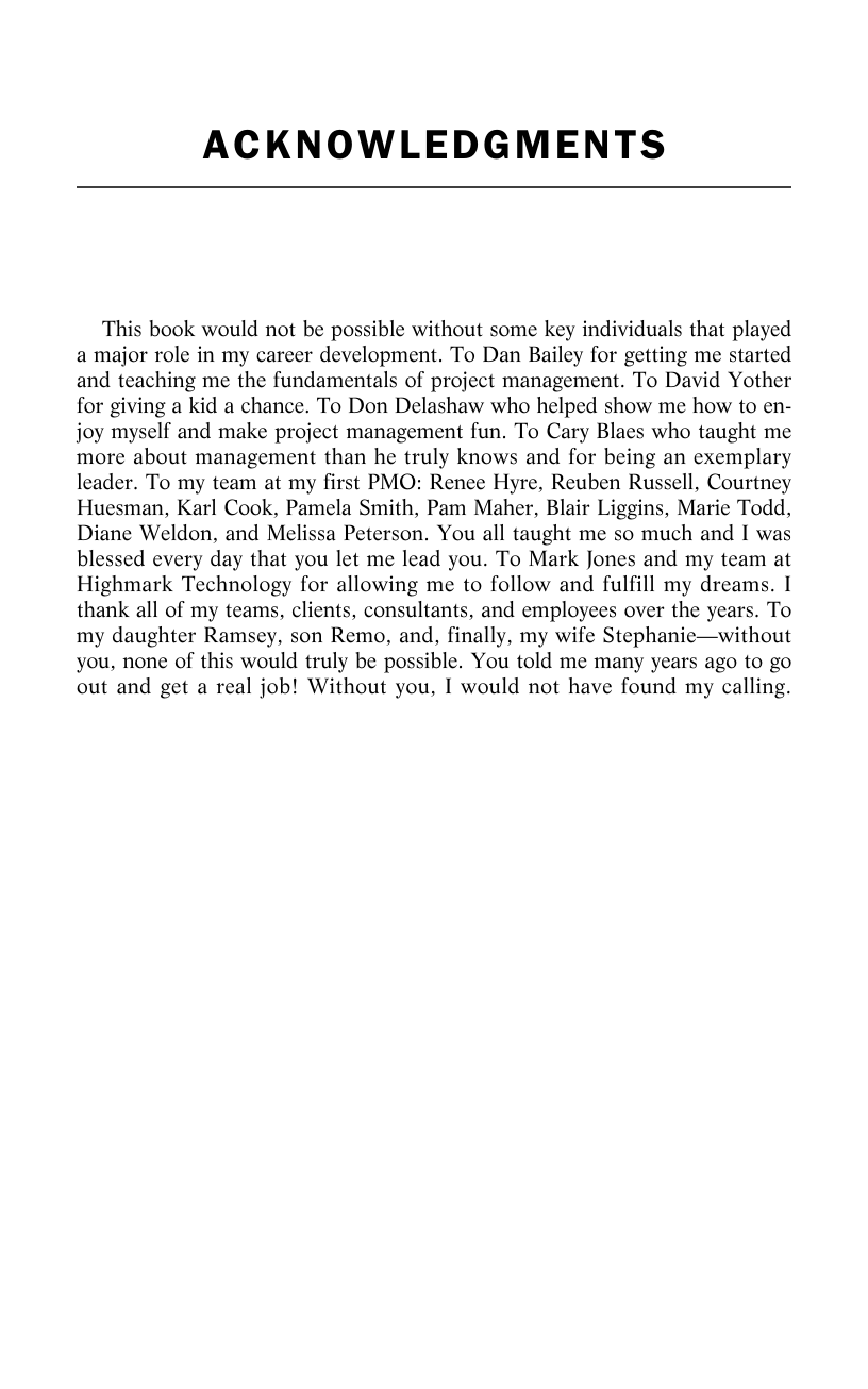 Nice Acknowledgment Acknowledgments - Project Management that Works: Real-World Advice on ...