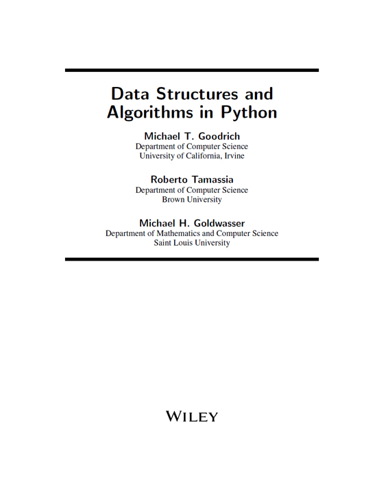 Title Page - Data Structures and Algorithms in Python [Book]