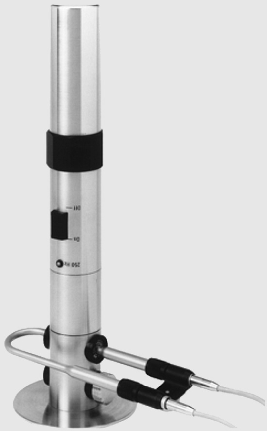 Coupler for measurement of the pressure-residual intensity index of p–p sound intensity probes (Bruel & Kjaer, Denmark).