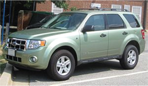 Figure shows a photograph of Escape Hybrid vehicle that was launched in 2004.