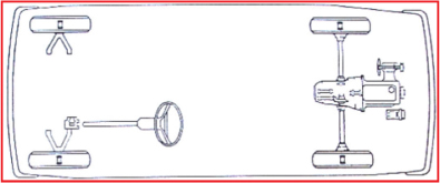 Figure shows a motor vehicle with a front-wheel rear engine drive.