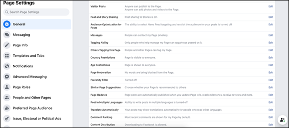 Snapshot of the Settings page is your Facebook toolbox.