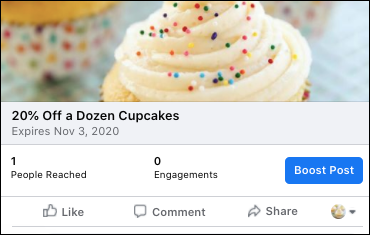 Snapshot of boost a post on Facebook to give it more visibility.