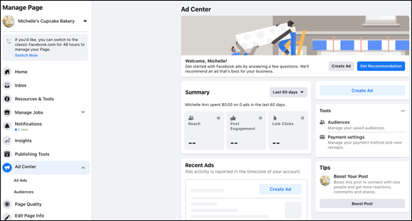 Snapshot of Facebook’s Ad Center can help you get started.