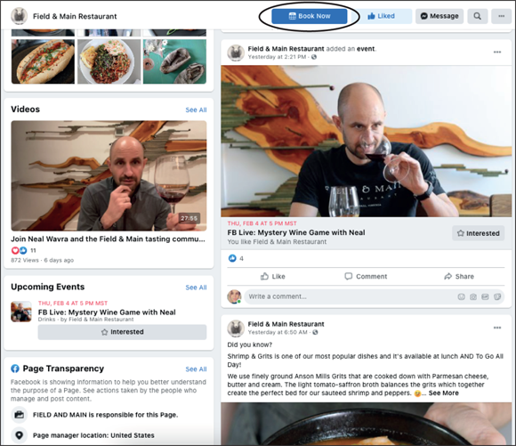 Snapshot of clicking your page’s Book Now button, customers can be taken directly to your website’s e-commerce site.