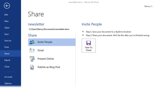 Create Shared Doc 10. Sharing and Collaborating on Documents - Office 2013: The Missing ...