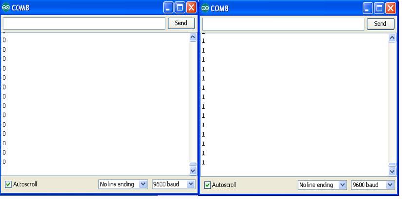 Digital data from tilt control switch: open tilt control switch (left), closed tilt control switch (right)