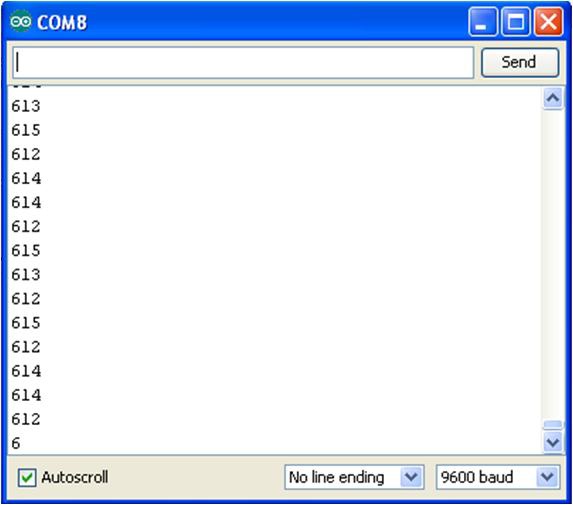 Photocell sensor data scrolling on the Serial Monitor