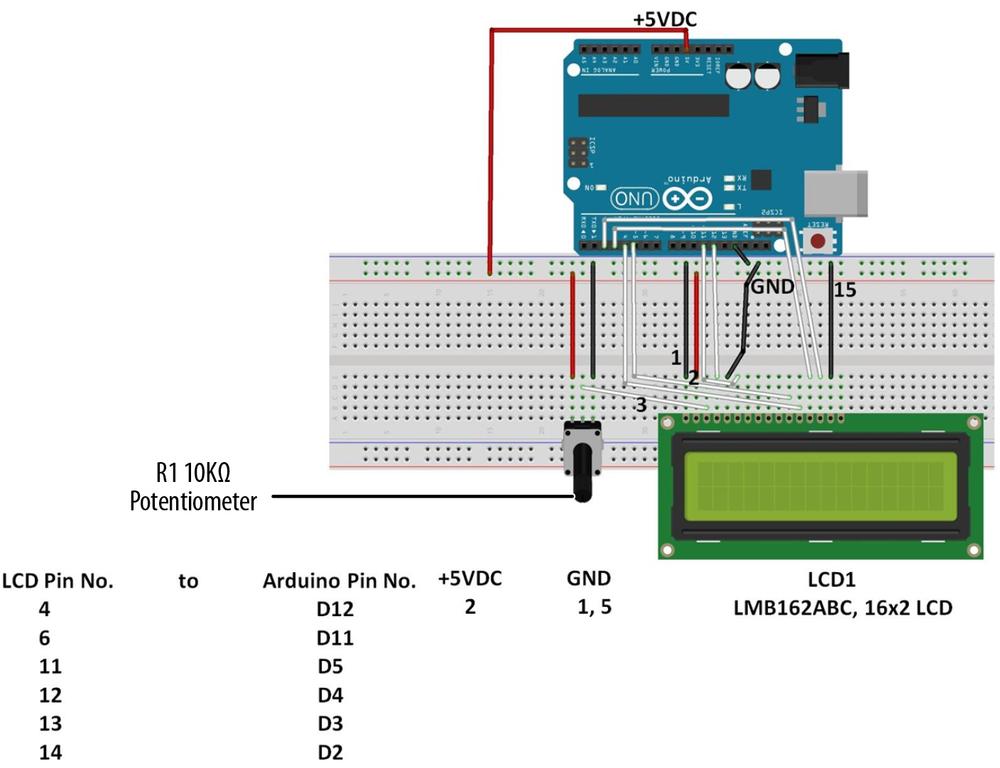 The LCD News Reader Fritzing diagram