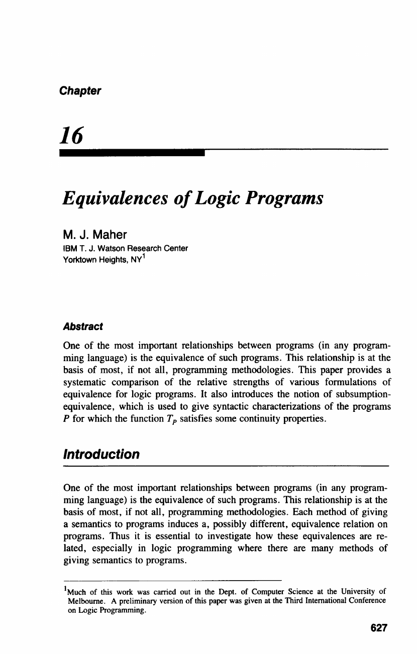 Semantics Of Logic Programs - Foundations of Deductive Databases and ...