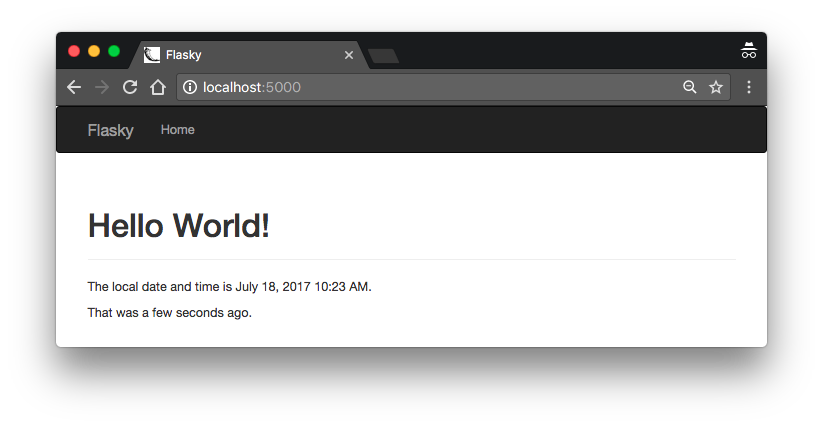 Page with two Flask-Moment timestamps