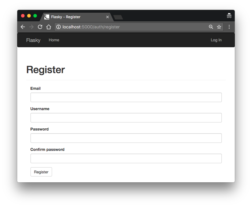 New user registration form