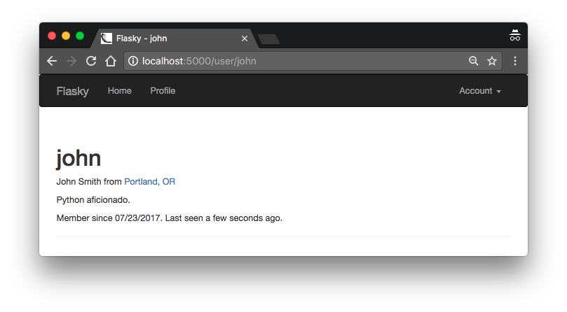 User profile page
