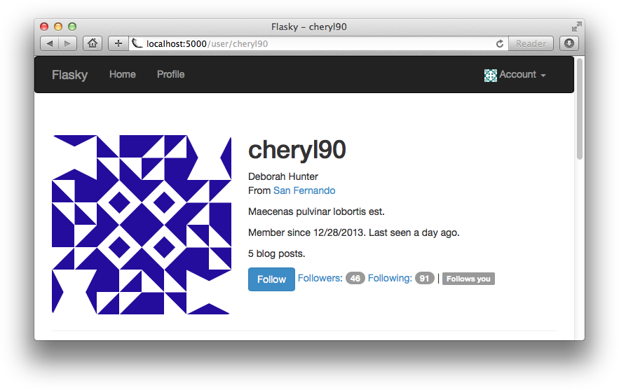 Followers on the profile page