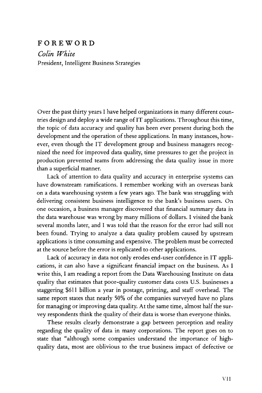Foreword - Data Quality [Book]