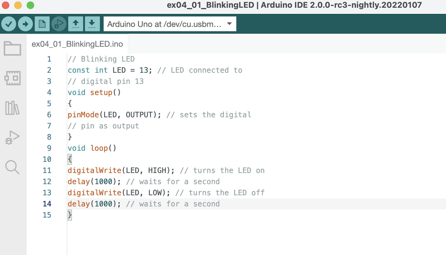 LED Program in IDE