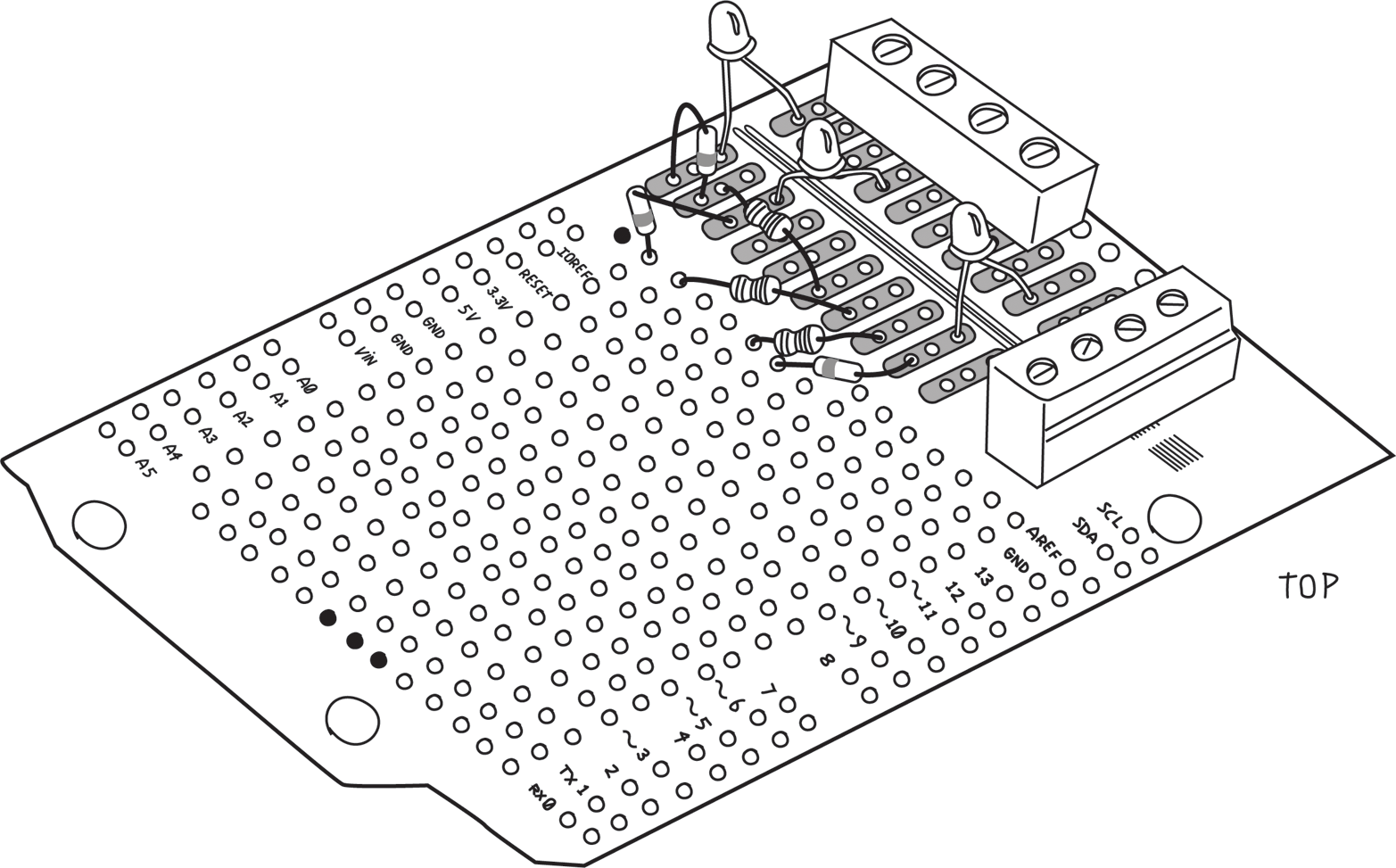 23 GSWA3E LED resistordiode placement topview