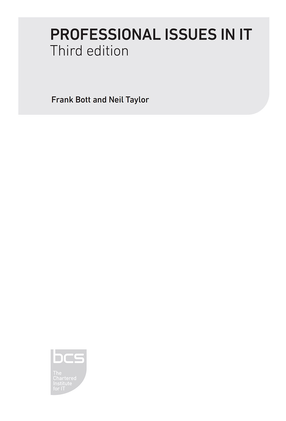 Title Page - Professional Issues in IT, 3rd Edition [Book]