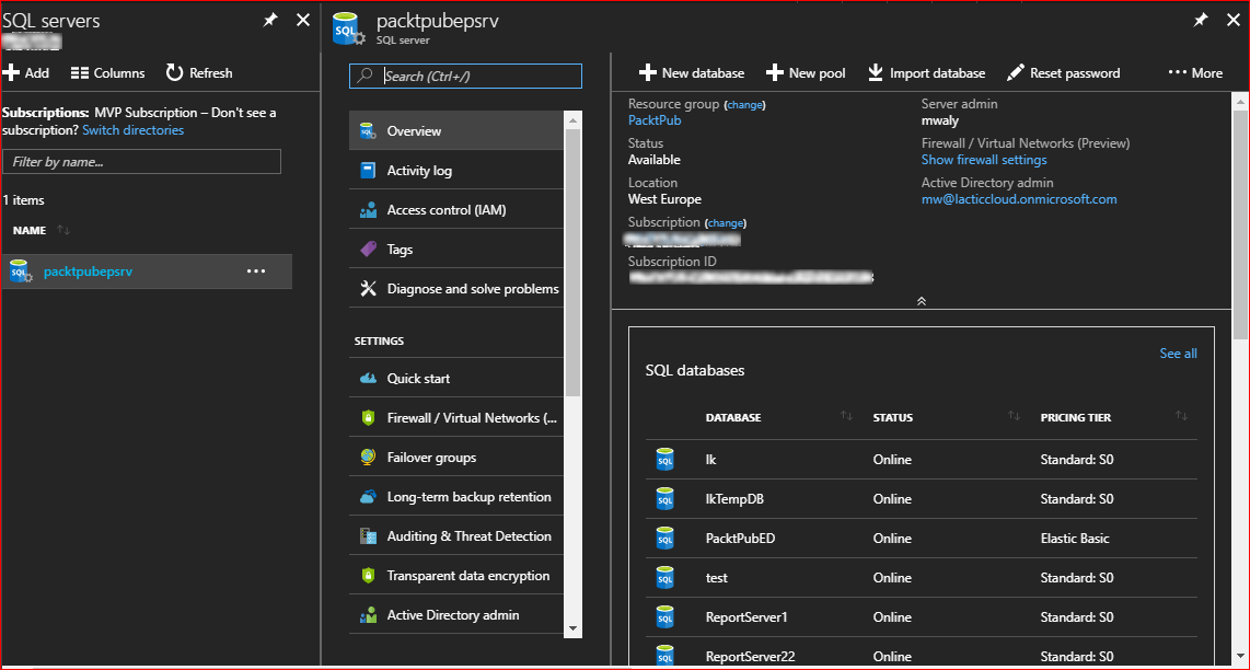 Adding a database to the elastic database pool - Learning Microsoft ...