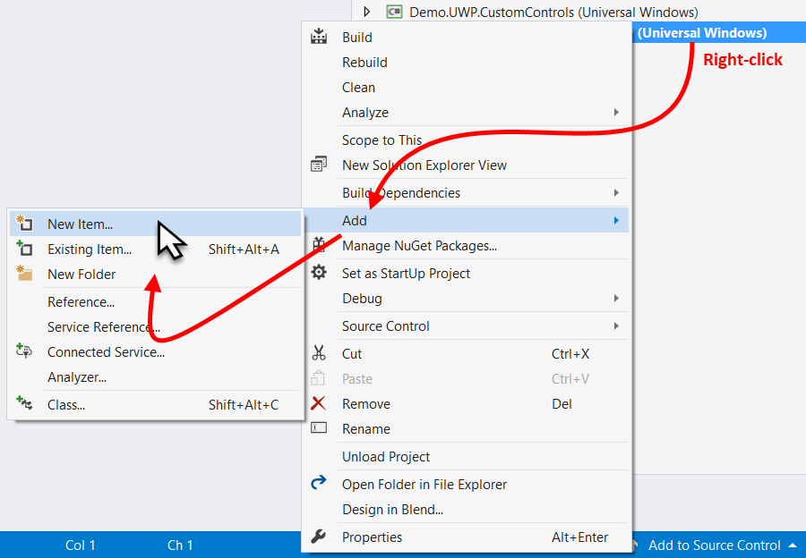 Creating the custom control - Mastering Visual Studio 2017 [Book]