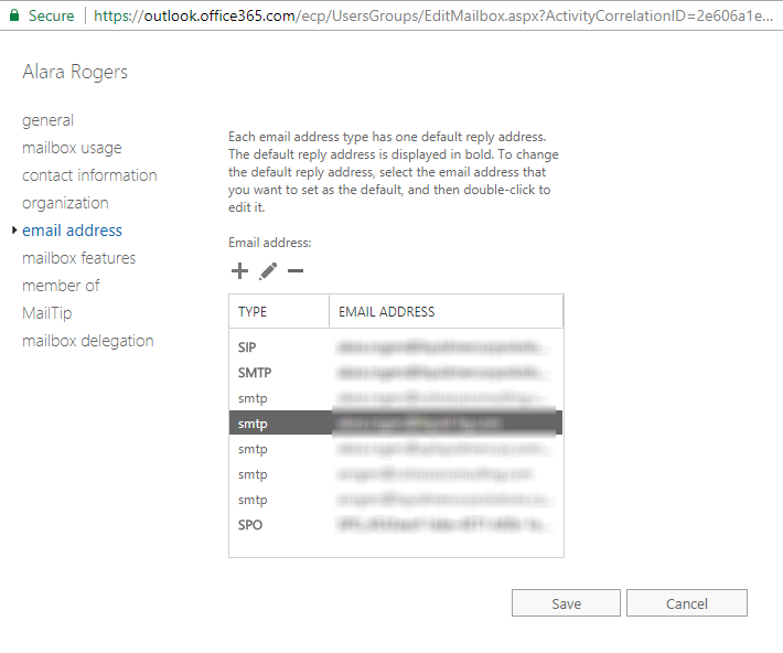 The email address tab - Mastering Office 365 Administration [Book]