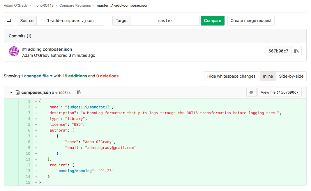 Creating a merge request - GitLab Quick Start Guide [Book]