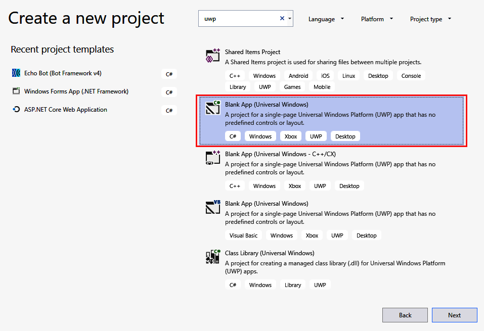 Creating a UWP application - C# 8 and .NET Core 3 Projects Using Azure ...