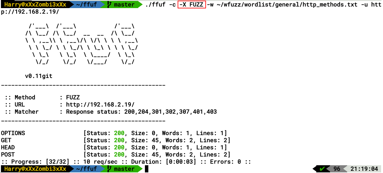 Fuzzing Http Fuzzing HTTP methods/verbs using ffuf - Hands-On Web Penetration ...