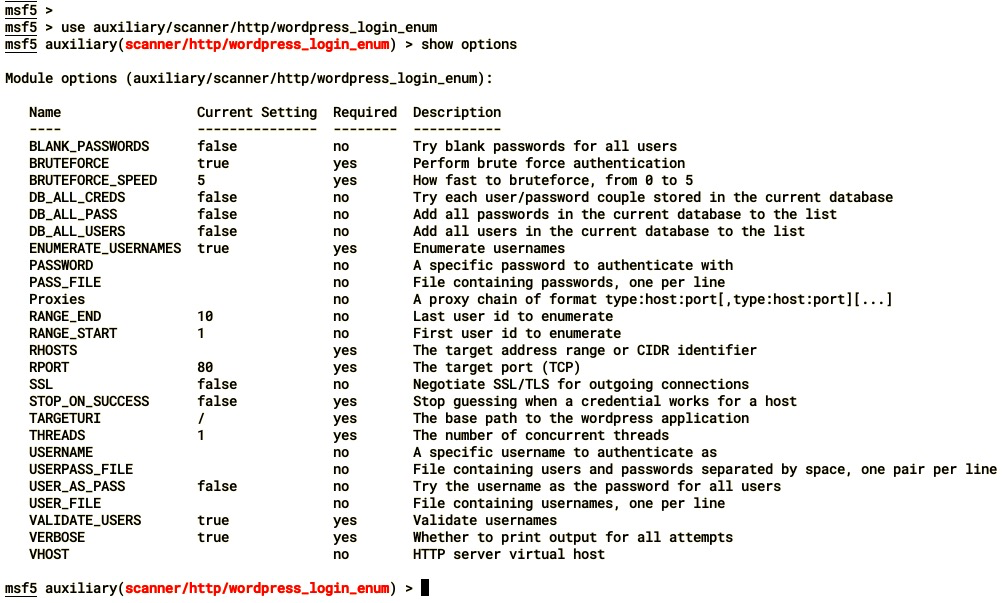 WordPress enumeration using Metasploit - Hands-On Web Penetration ...