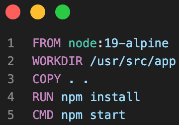 Figure 8.6 – Unoptimized Dockerfile for a Node.js application