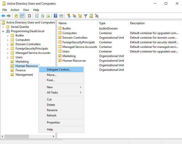 Delegating control to an OU - Windows Server 2019 Administration ...