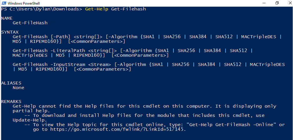 Get-FileHash usage