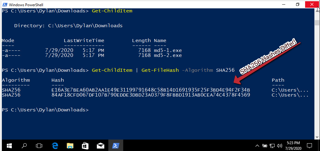 The SHA256 sums for our files