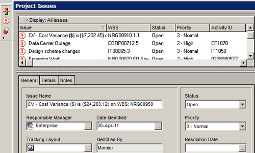 Issues - Oracle Primavera P6 Version 8: Project and Portfolio ...